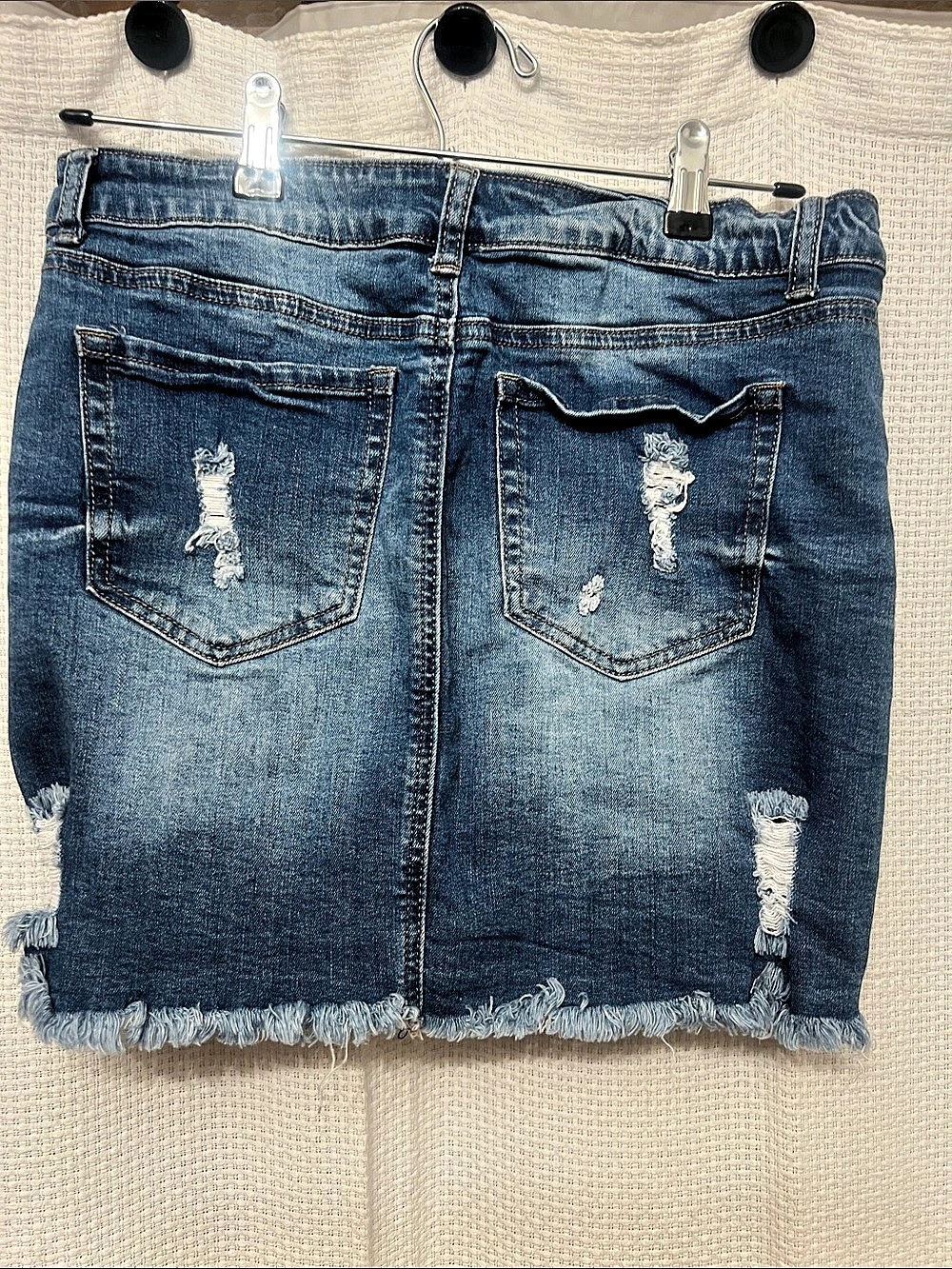 Wax Jean Distressed Denim Mini Skirt in Blue - Picture 2 of 3